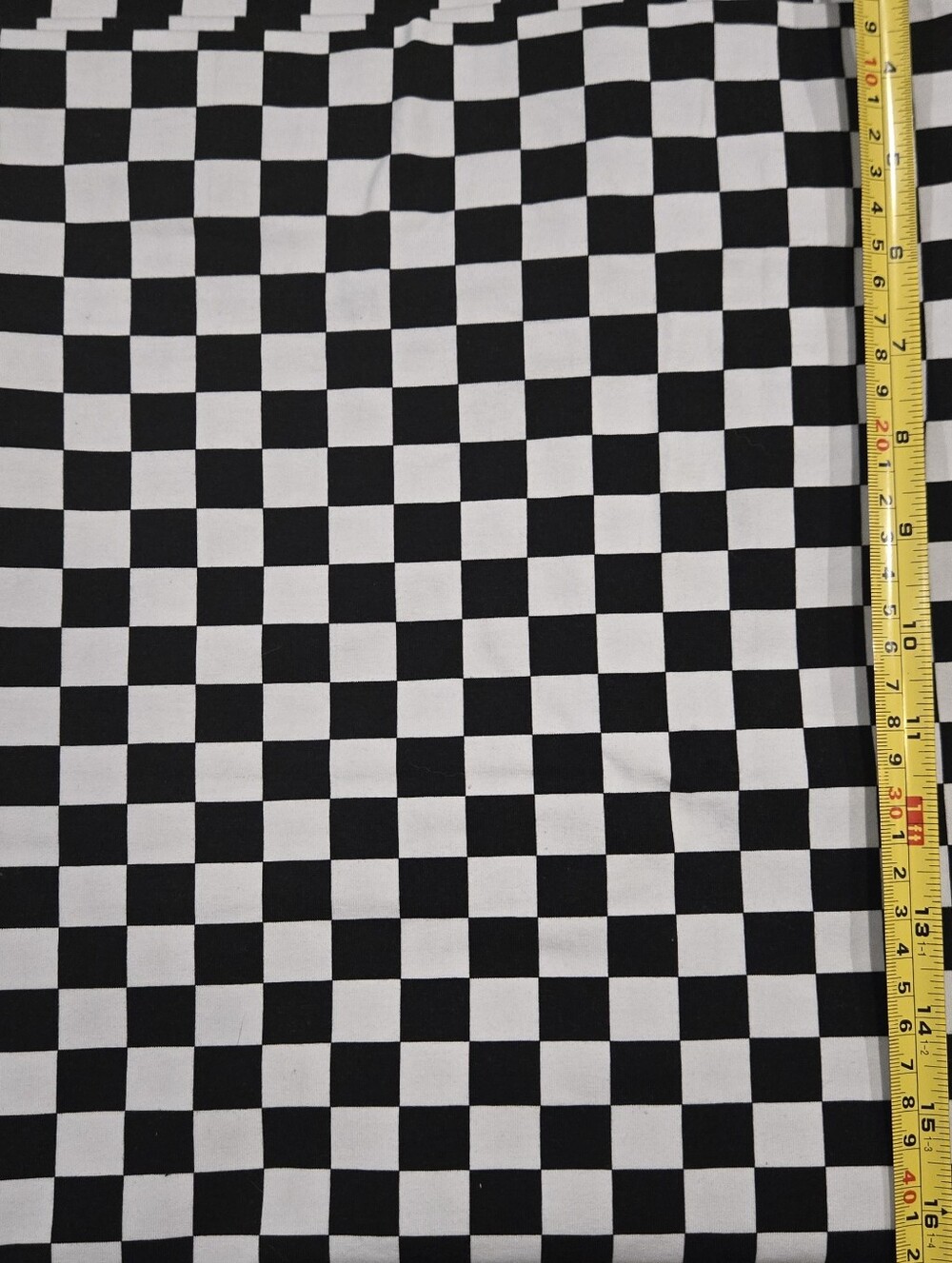 Knit Fabric: Black And White Checkered Cotton Lycra Stretch Fabric 140cmxWOF